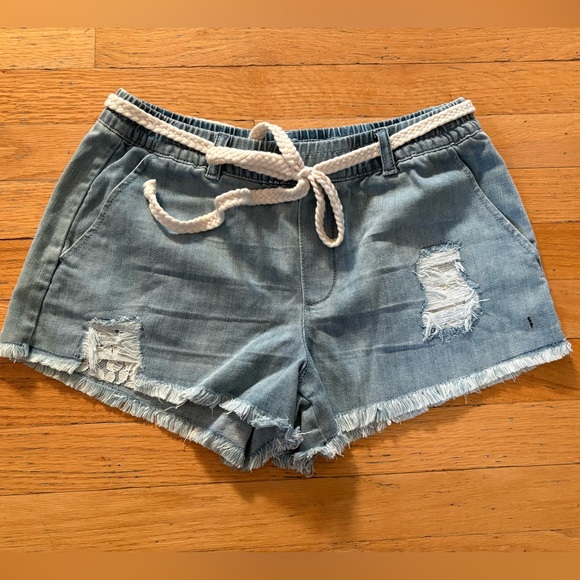 Aerie Denim Frayed Hem Women Shorts Size Small Petite - Picture 1 of 5